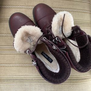 Wine Coloured Fur Boots